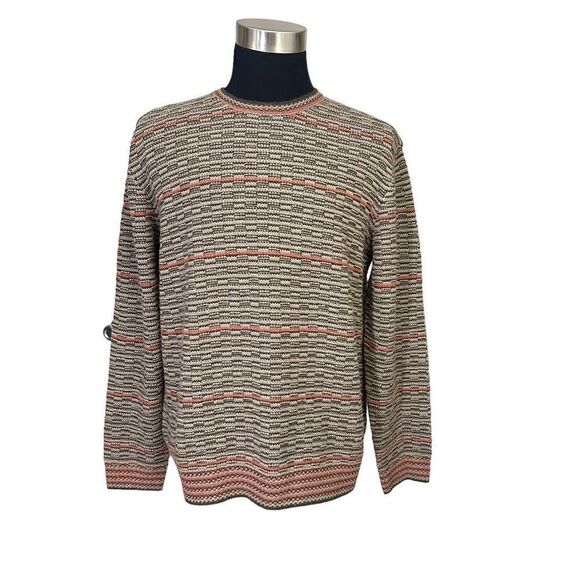 TASSO ELBA Men’s Alpaca Wool Blend Brown Marled Knit Crewneck Pullover Sweater L